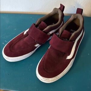 Used Vans Kyle Walker Maroon Slip-On Sneakers with White Trim